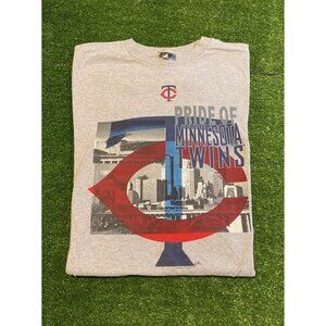 Minnesota Twins shirt mens 2XL gray Y2k vintage short sleeve MLB baseball RK